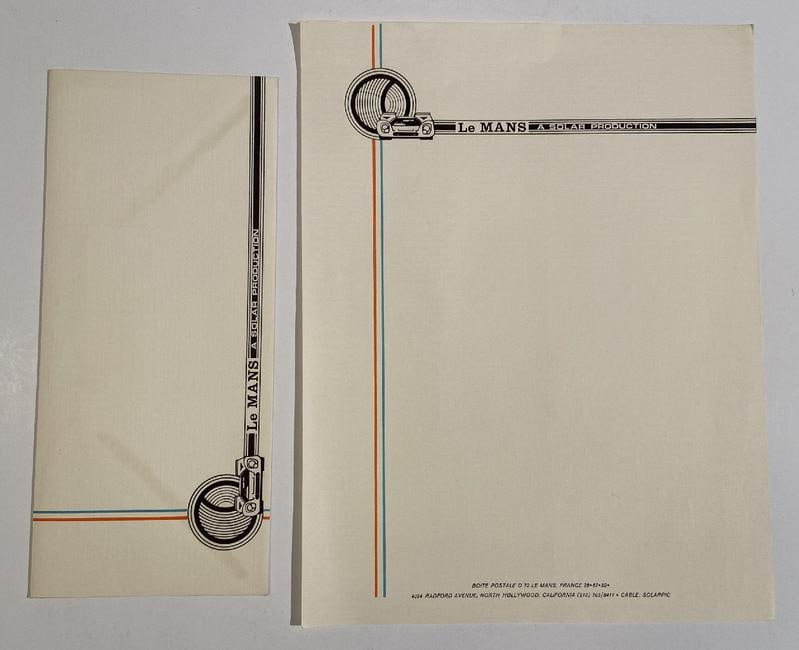 Steve McQueen Le Mans Solar Productions Letterhead and envelope (1 of 1)