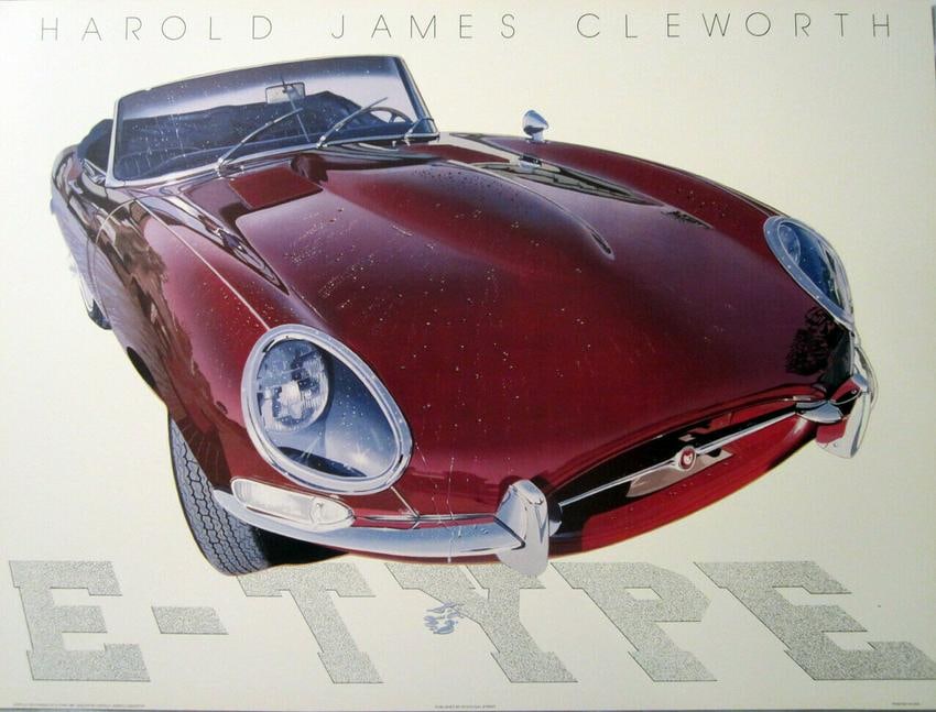 Jaguar E Type Poster by Harold Cleworth, Printed in 1982 (1 of 1)