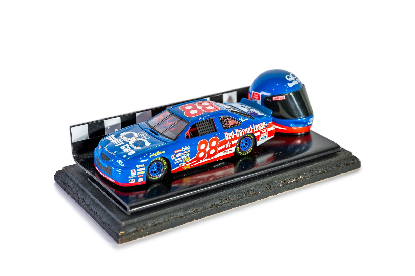 A Dale Jarrett winning Daytona 500 signed in gold marker model, on display, 7H x 4W x 13L inches (1 of 4)