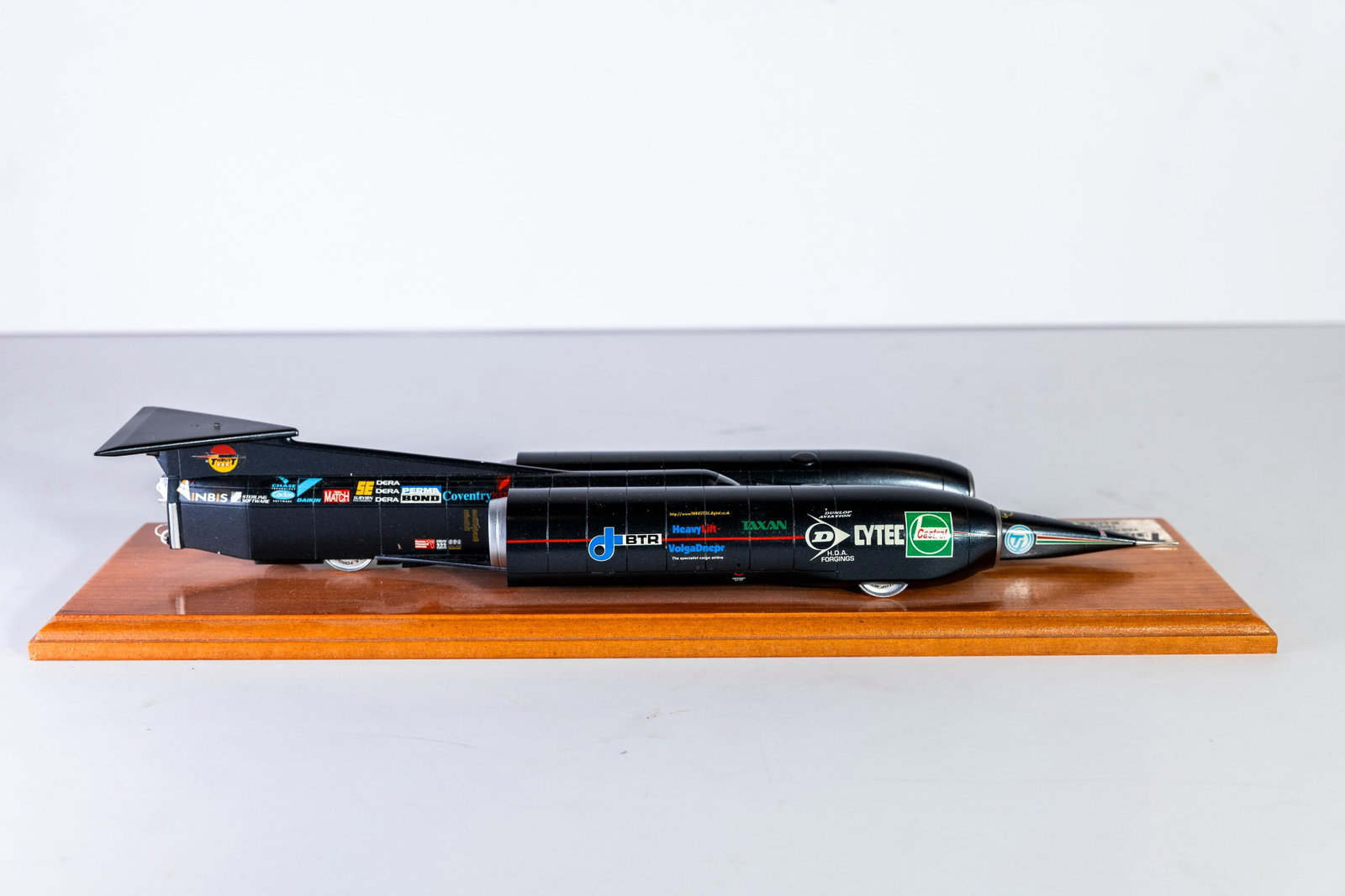 A 1:24 scale, Thrust SSC, land speed record car, made by John Shinton for Rigby's L.S.R. models, (1 of 8)
