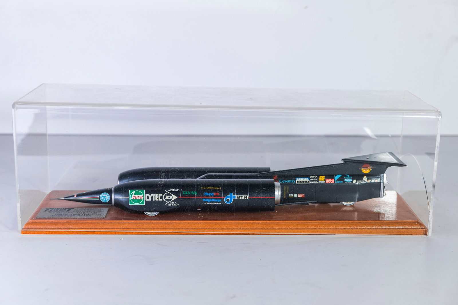 A 1:24 scale, Thrust SSC, land speed record car, made by John Shinton for Rigby's L.S.R. models, (1 of 8)