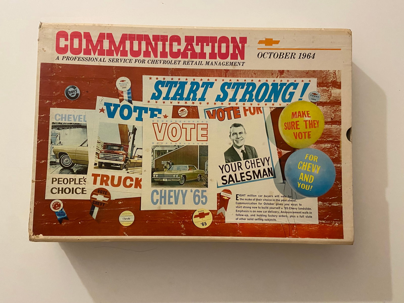 Chevy 1965 Dealer Marketing Kit RARE, October 1964 box with many items (1 of 4)