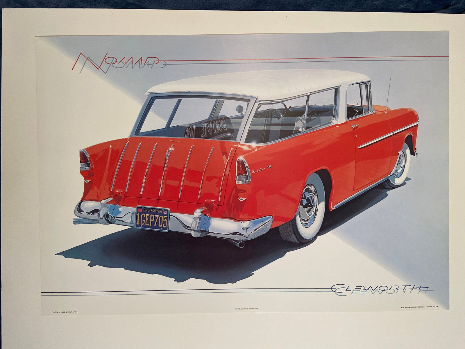 1955 Chevrolet Nomad Station Wagon Poster by Harold Cleworth, Printed in 1983 (1 of 1)
