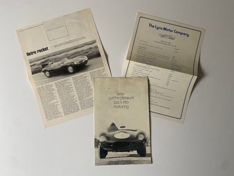 Lynx Jaguar D Type Brochure and Info sheets BEYOND RARE (1 of 2)