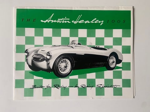 The Austin Healey 100S car racing Sportscar fold out brochure (1 of 2)