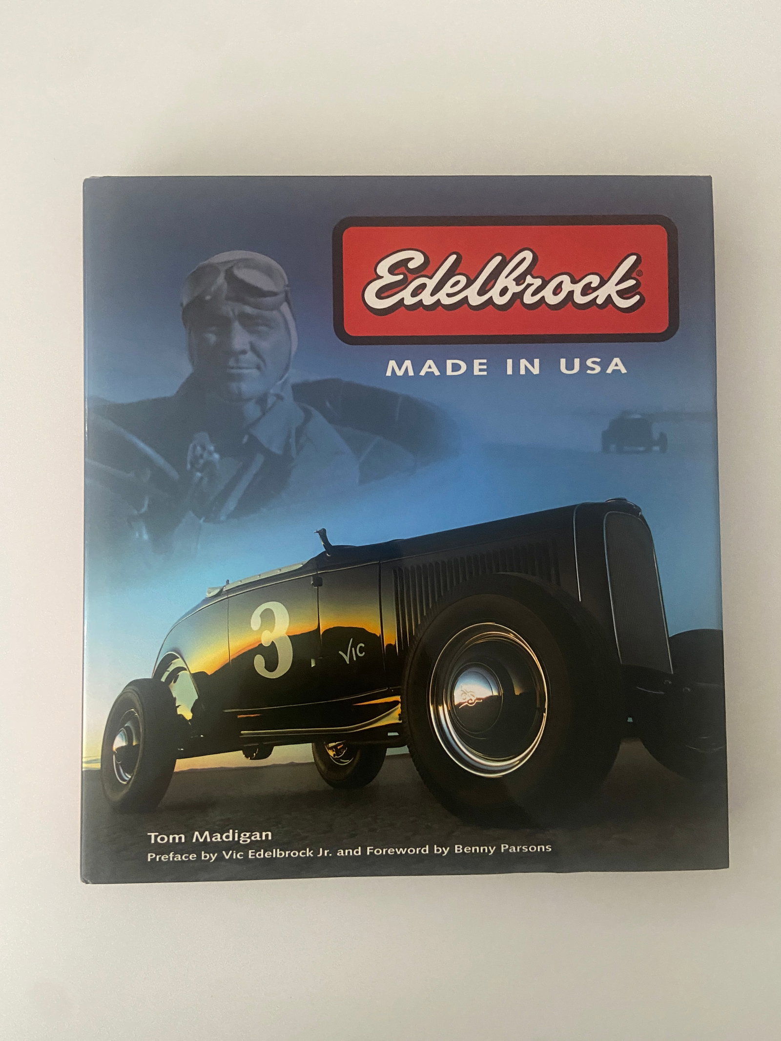 Edelbrock Made in the USA Hot Rod Book from event at the Edelbrock Musuem SIgnatures: Edelbrock Made in the USA Hardbound Book from event at the Edelbrock Musuem with many famous Hot Rod signatures . Signaturs include So Cal Speed Shop founder an racer Alex Zydias. famous engine builde