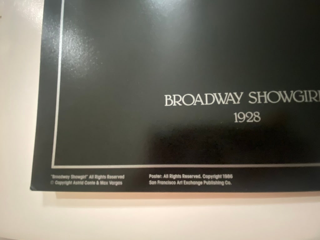 Vargas PLayboy Artist Broadway Showgirl 1928: Vargas PLayboy Artist Broadway Showgirl 1928 Publihsed in 1986 by Black Box Collotype the only remaining continuous tone printing house left in America a the time. Not a four color offset poster print