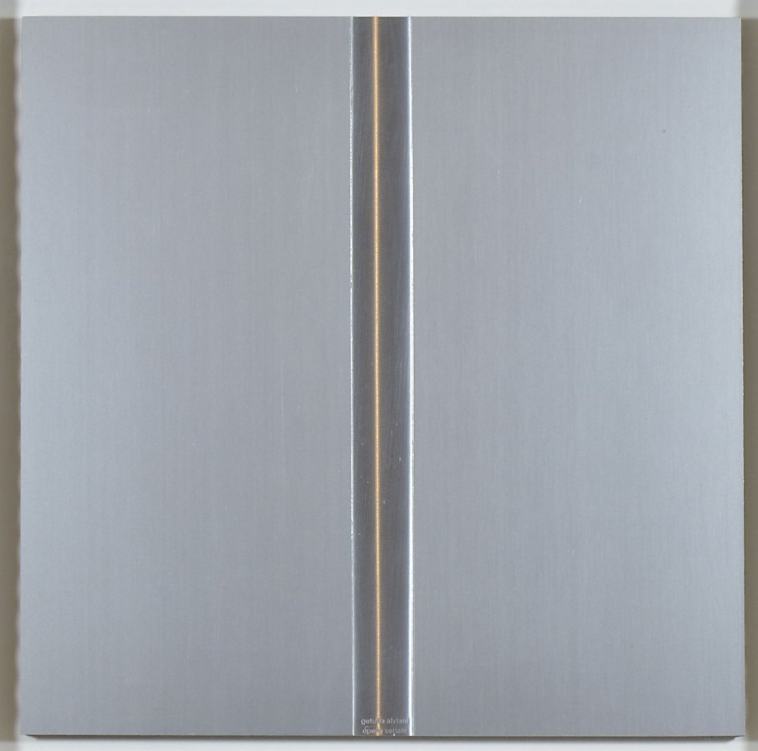 Alviani-opera seriale: Getulio Alviani 1939 "Opera seriale" cm. 36x36 - multiplo in acciaio Firmato b. al centro. Esemplare 71/100.