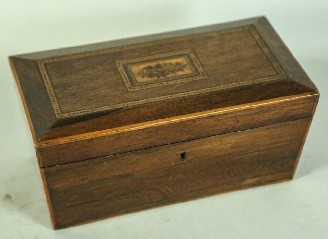 19th CENTURY INLAID WALNUT TEA CADD (1 of 3)