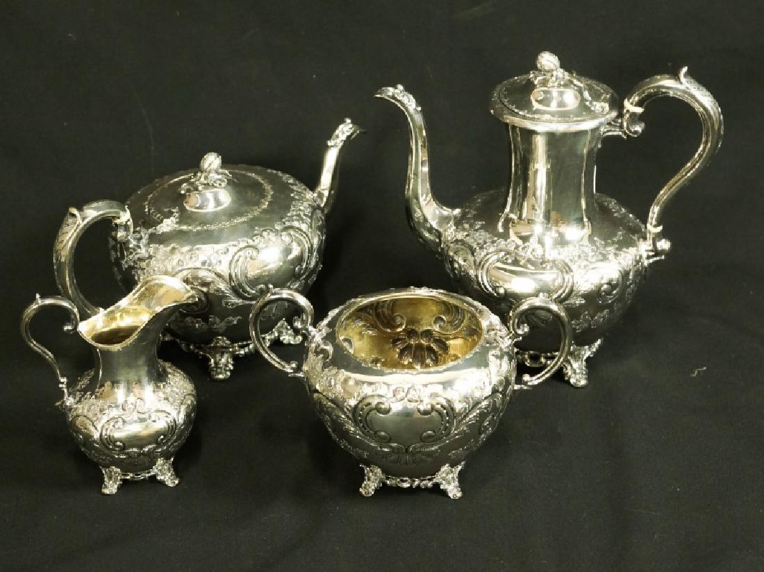 19th CENTURY FOUR-PIECE SILVERPLATED TEA SET. (1 of 4)