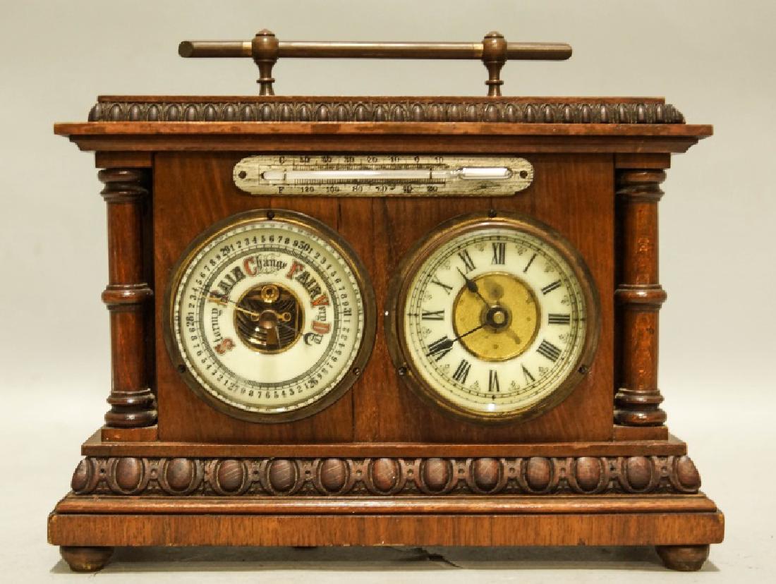 ANTIQUE CLOCK WITH BARAMETER AND THERMOMETER (1 of 2)