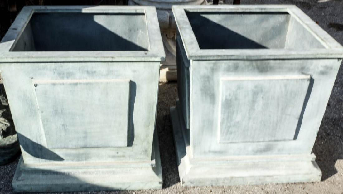 PAIR OF CLASSICAL STYLE METAL PLANTERS (1 of 3)