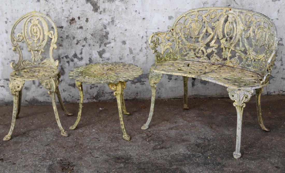 THREE-PIECE PAINTED CAST ALUMINUM GARDEN SET (1 of 5)