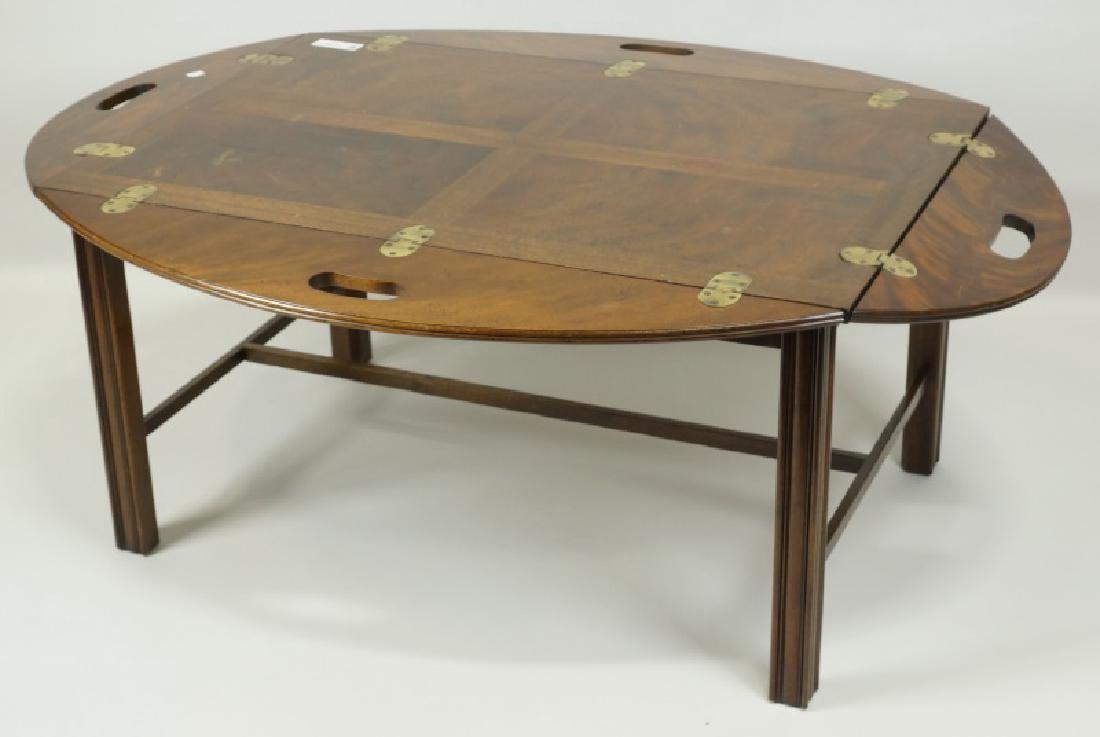 MAHOGANY DROP SIDE BUTLER's TRAY: MAHOGANY DROP SIDE BUTLER's TRAY . Height: 18 in. by Width: 48 in. by Depth: 35 in.