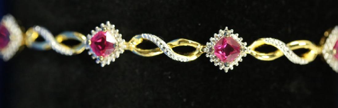 GOLD WASH OVER S.S. RUBY & DIAMOND BRACELET (1 of 2)