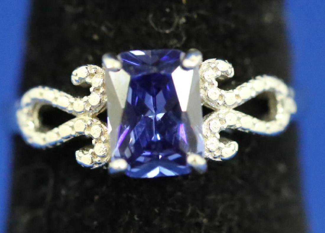 LADIES 3CT. TANZANITE STERLING SILVER RING (1 of 2)