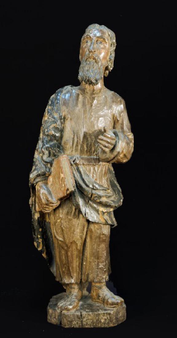 17th C. SPANISH CARVED SAINT JOHN SCULPTURE (1 of 4)