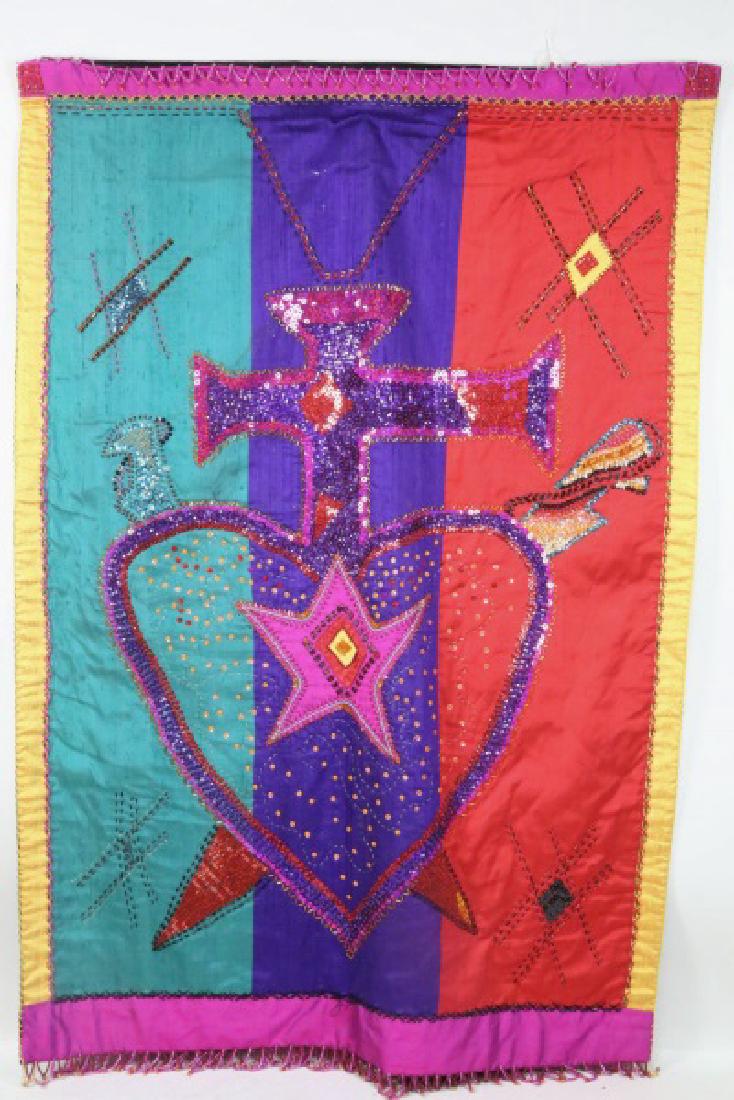 LOT OF TWO UNIQUE HAITIAN BEADED TAPESTRIES (1 of 4)