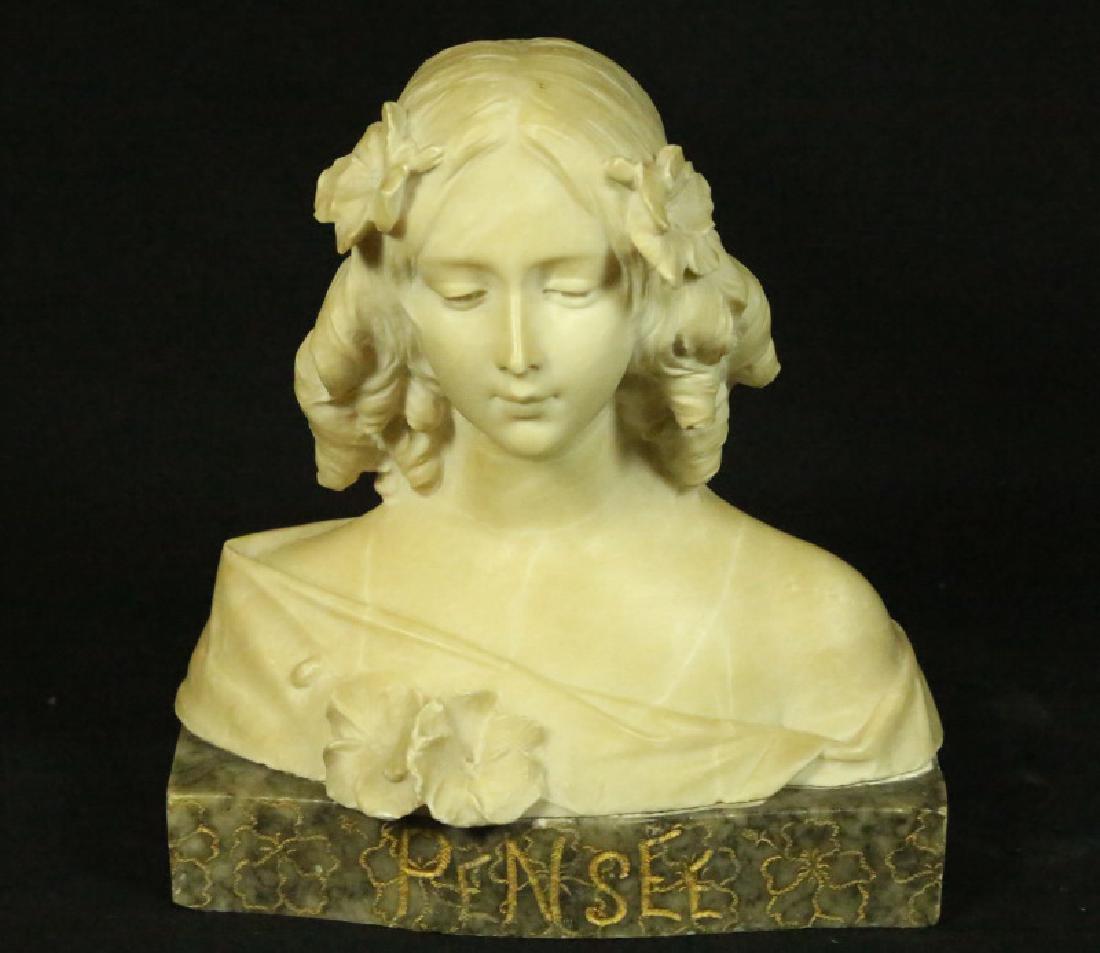 19th CENTURY "FLEUR DE PENSEE" ALABASTER BUST (1 of 2)