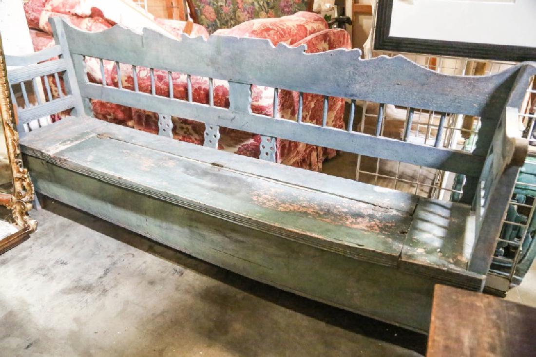 19th CENTURY SANTA FE PAINTED WOOD BENCH (1 of 2)