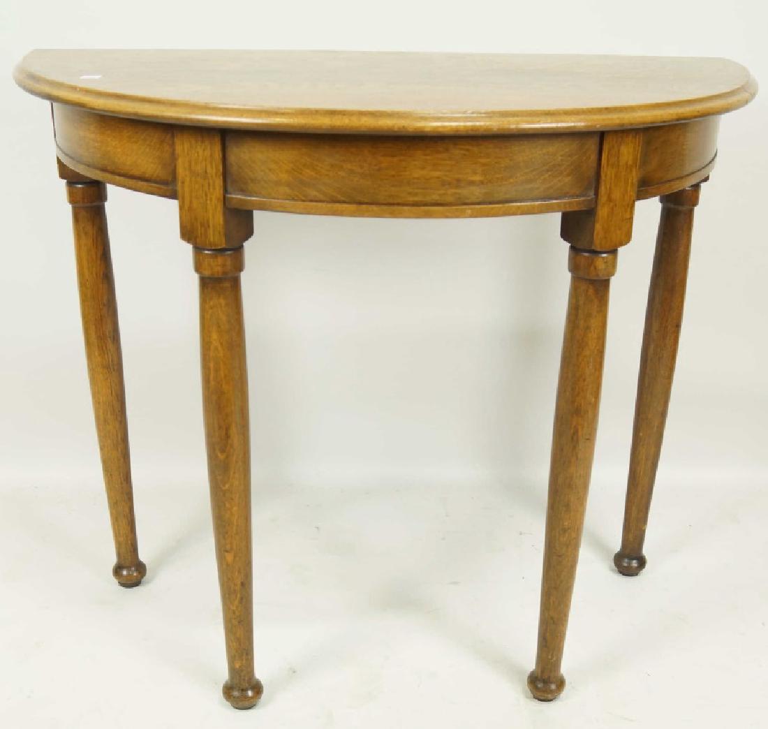 CIRCA1900 ENGLISH OAK DEMILUNE TABLE (1 of 2)