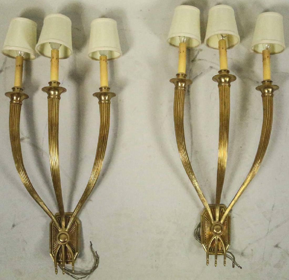PAIR OF GILBERT POILLERAT DESIGN WALL SCONCES (1 of 2)