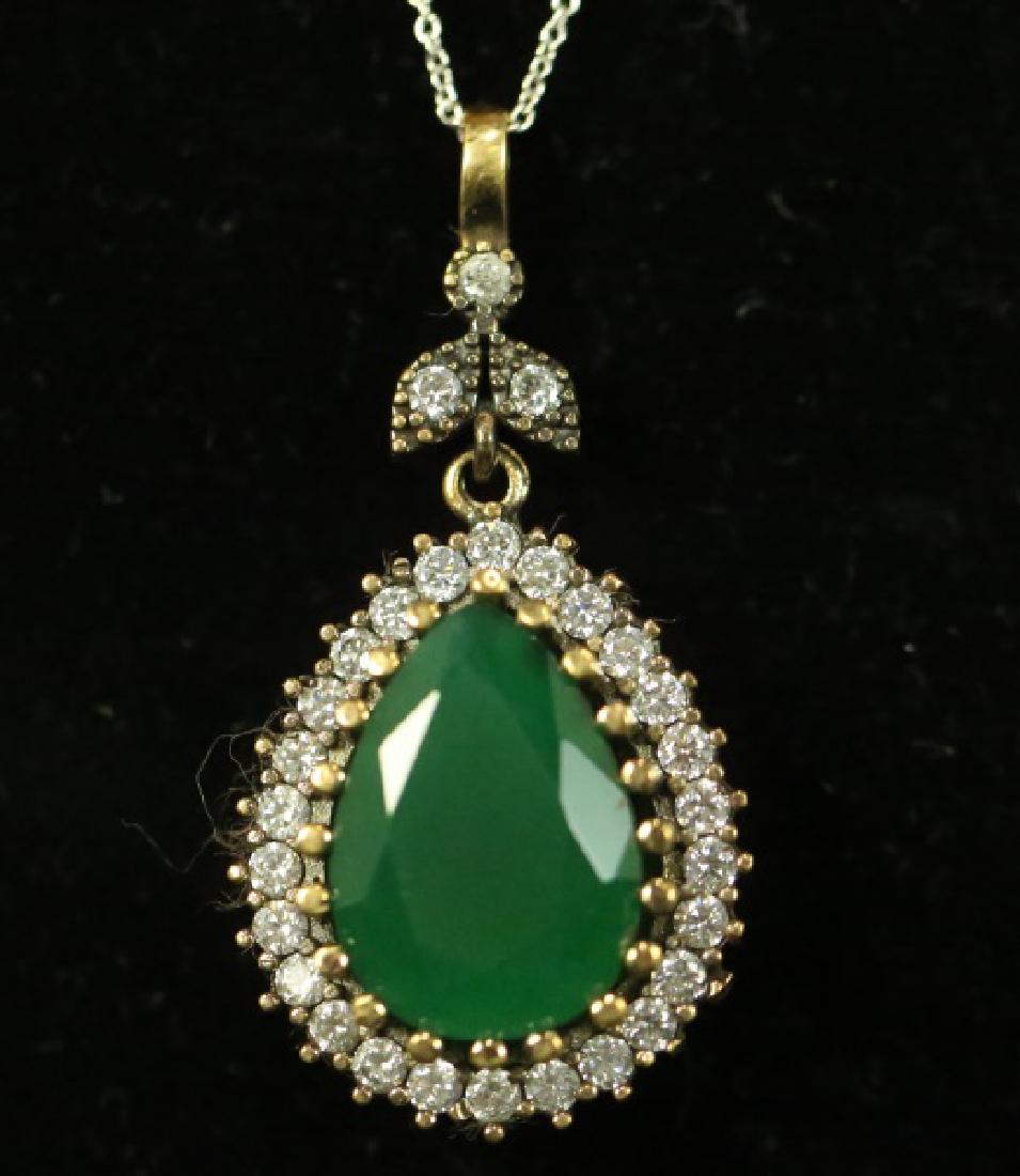 STERLING SILVER 4 CT. EMERALD PENDANT ON 15" CHAIN (1 of 2)