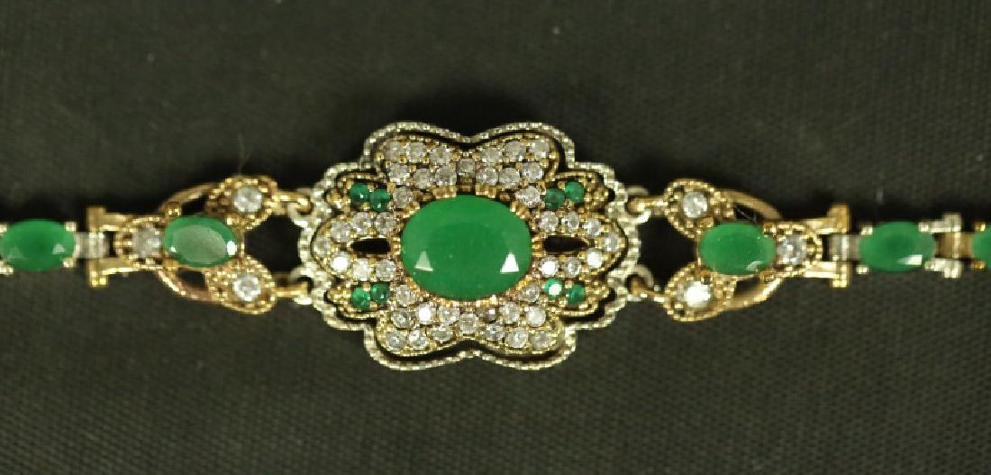 G.P./S.S. 9CT. EMERALD & WHITE TOPAZ 7" BRACELET (1 of 2)