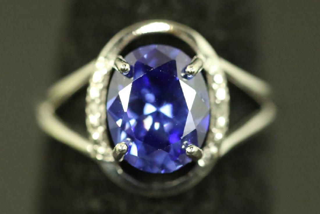 STERLING SILVER 3CT. TANZANITE DINNER RING (1 of 4)