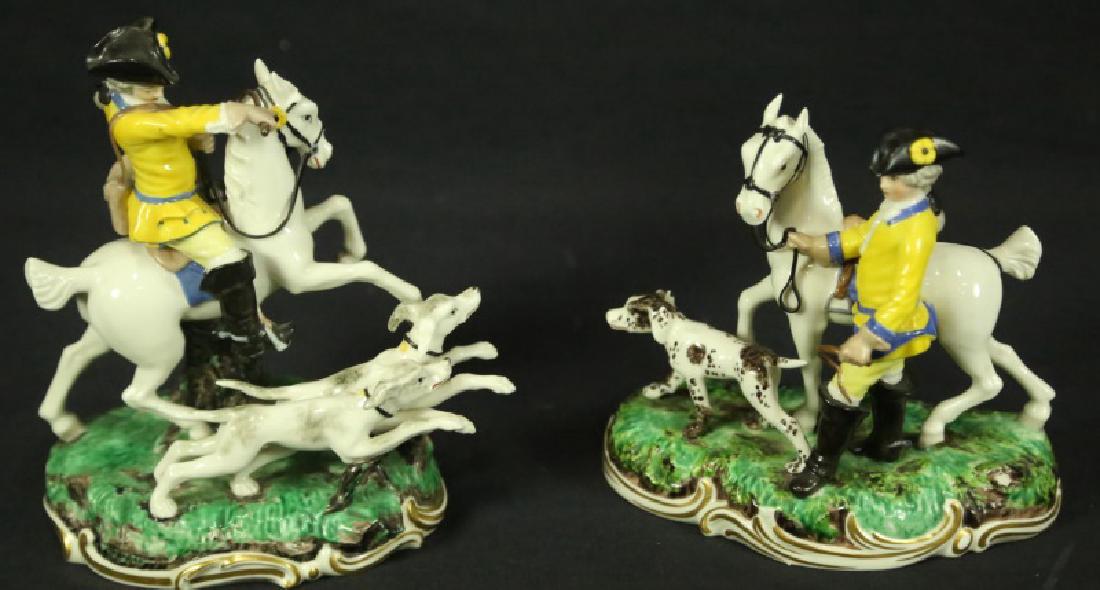 PAIR OF NYMPHENBURG PORCELAIN HUNT FIGURES (1 of 3)