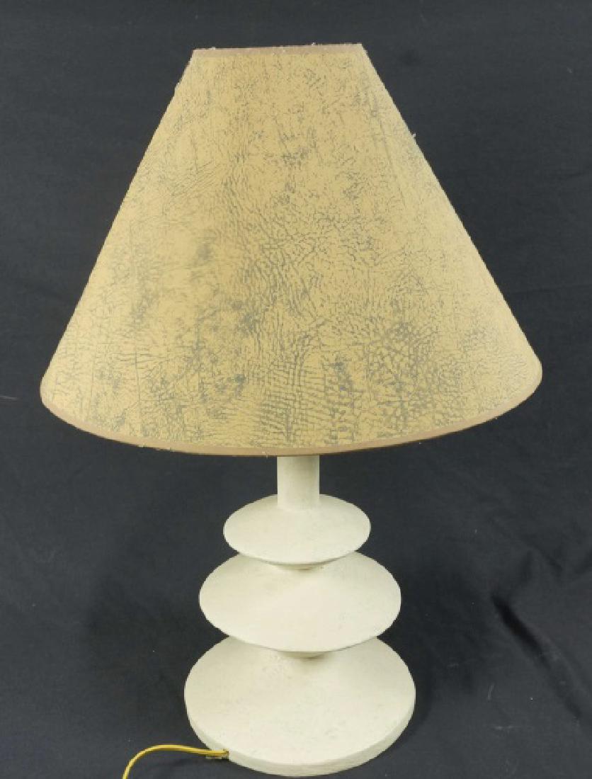 CONTEMPORARY WHITE WASHED SPOOL LAMP (1 of 2)