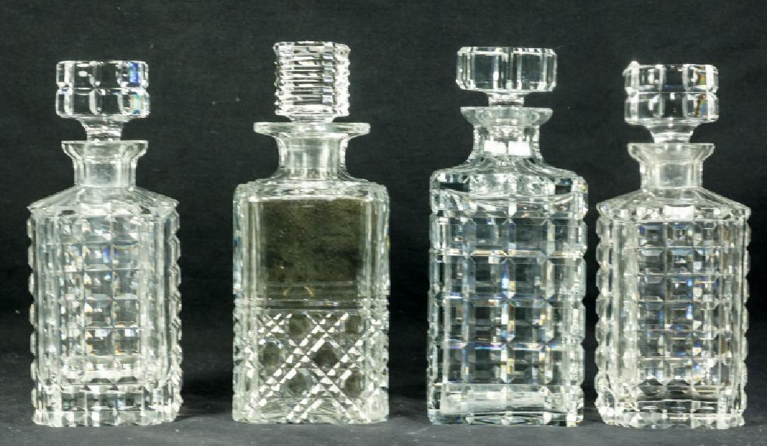 LOT OF FOUR CUT GLASS LICQUOR DECANTERS (1 of 3)
