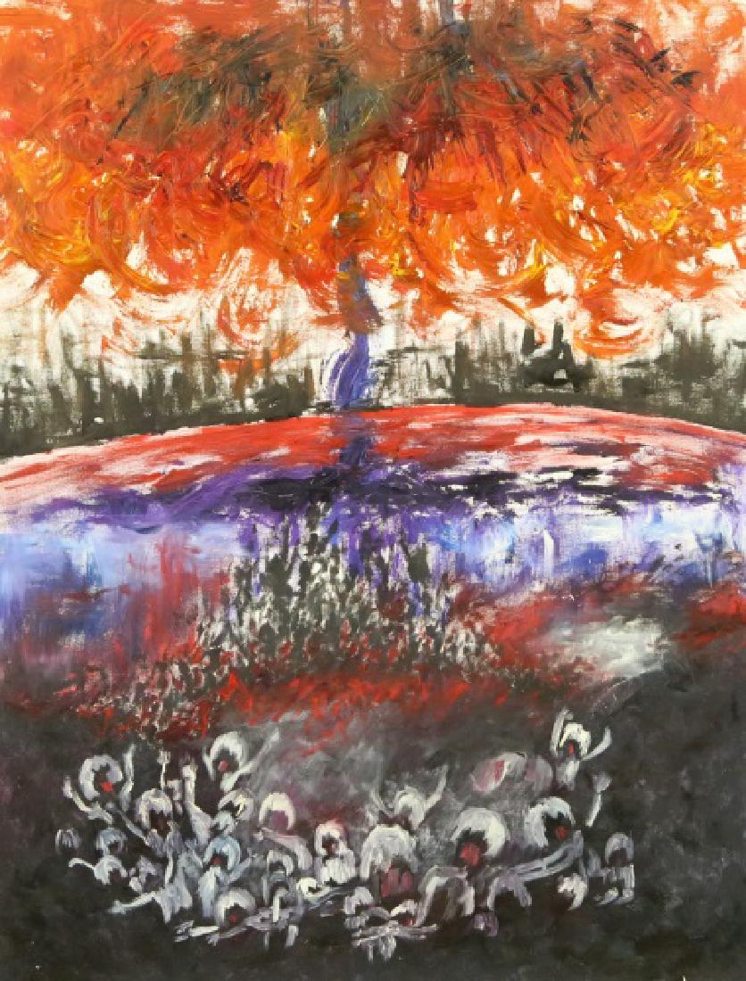 PETER SAMUELS LANDSCAPE ACRYLIC ON CANVAS: PETER SAMUELS LANDSCAPE ACRYLIC ON CANVAS. Height: 36 in. by Width: 27 1/2 in. by Depth: 1 1/2 in.