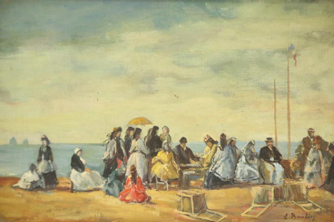 AFTER EUGENE LOUIS BOUDIN "BEACH SCENE" OIL (1 of 3)