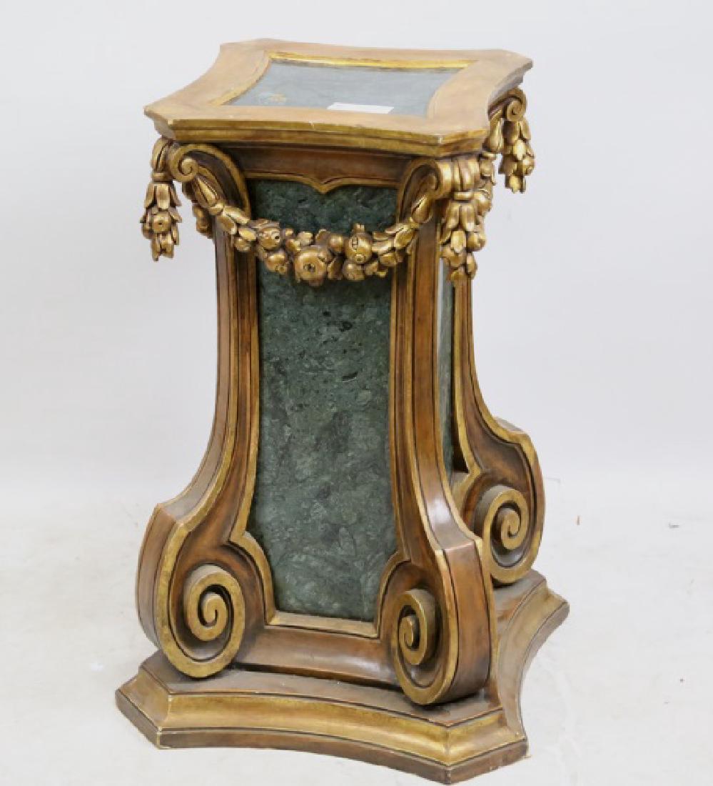 ITALIAN CARVED & GILDED MARBLE BASE PEDESTAL (1 of 3)