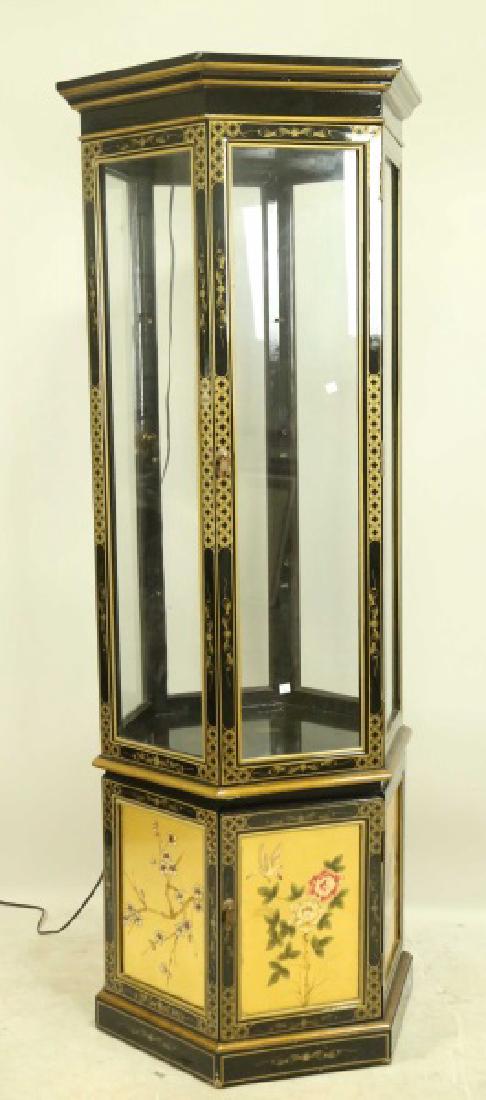 CHINESE BLACK LACQUERED DISPLAY CASE (1 of 2)