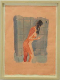 PAIR OF SEBASTIAN BLANCK FEMALE NUDES PASTEL: PAIR OF SEBASTIAN BLANCK (US BORN 1976) FEMALE NUDES PASTEL ON PAPER, 2004. Height: 14 & 12 1/2 in. by Width: 11 & 9 in.