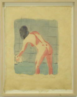 PAIR OF SEBASTIAN BLANCK FEMALE NUDE PASTEL: PAIR OF SEBASTIAN BLANCK (US BORN 1976) FEMALE NUDE PASTELS ON PAPER, 2004. Height: 14 & 12 in. by Width: 11 & 10 in.