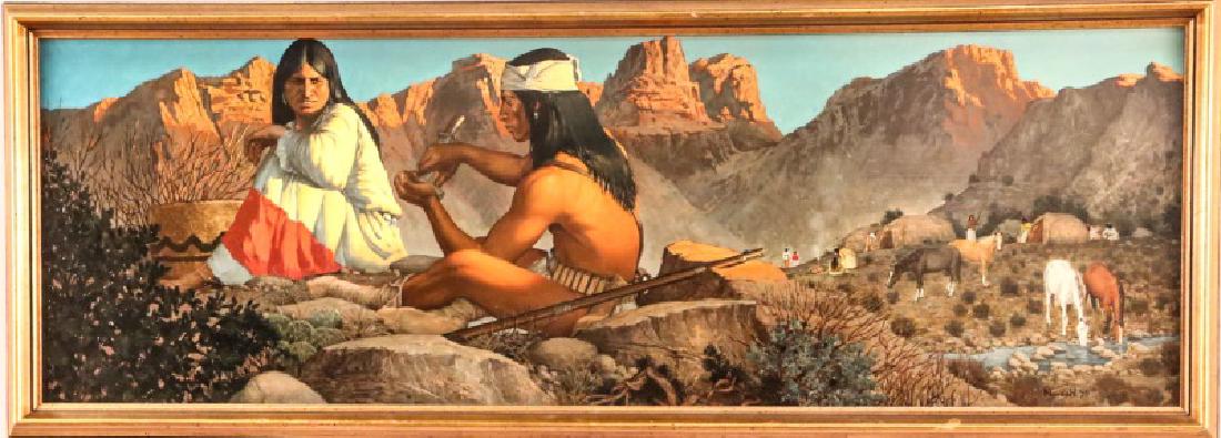 DAVID NORDAHL "UNTITLED" OIL ON PANEL, 1979: DAVID NORDAHL (AMERICAN, 1941) "UNTITLED" OIL ON PANEL, 1979. Height: 14 in. by Width: 38 in.