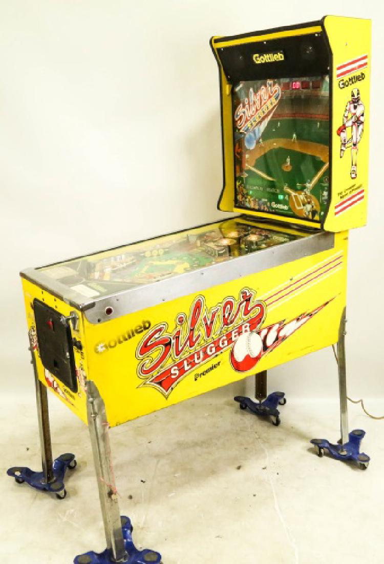 GOTTLIEB "SILVER SLUGGER" PINBALL TABLE: GOTTLIEB "SILVER SLUGGER" PINBALL TABLE. Height: 77 in. by Width: 27 in. by Depth: 47 in.