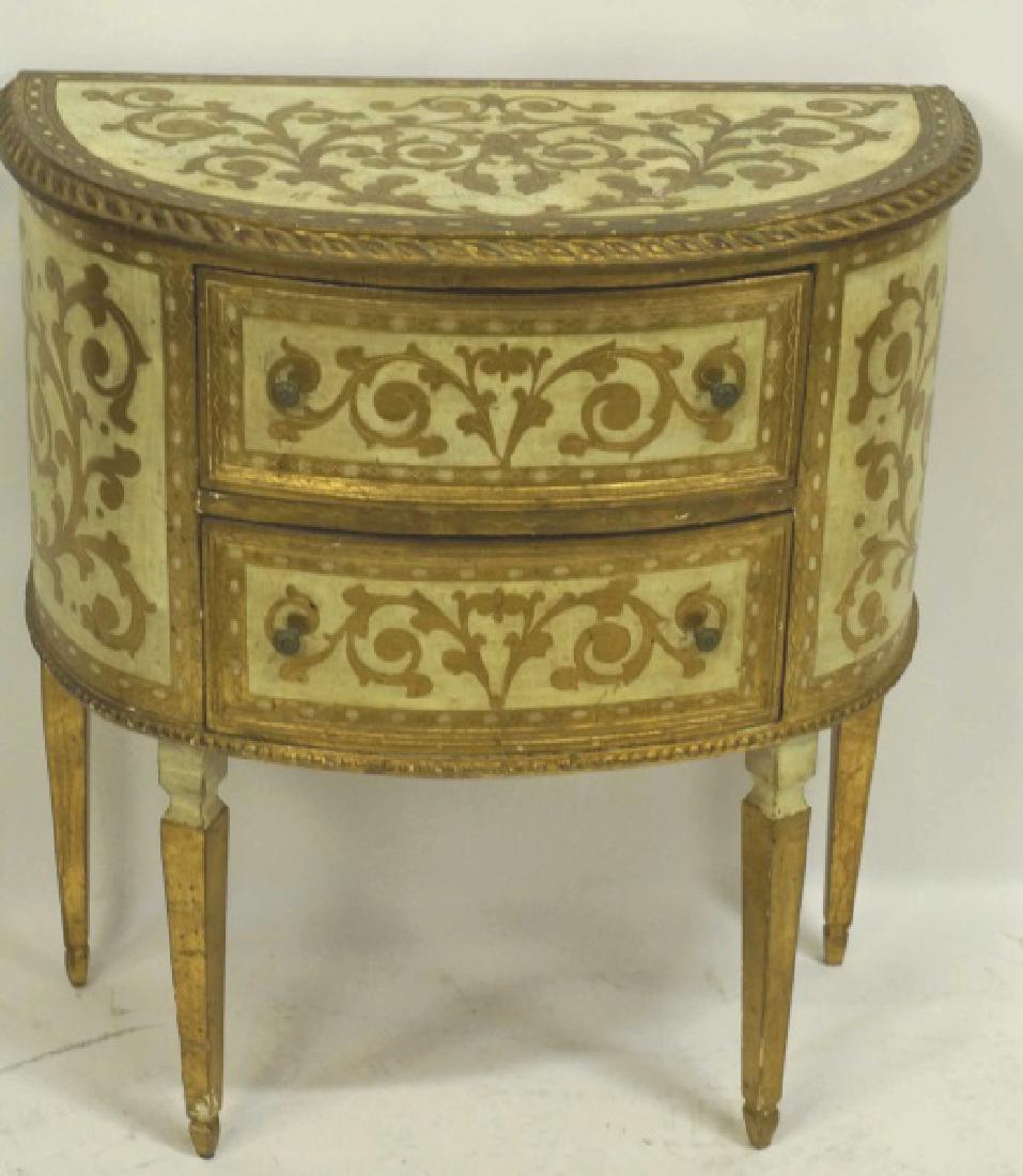 VINTAGE FLORENTINE DEMILUNE TWO-DRAWER CHEST (1 of 3)