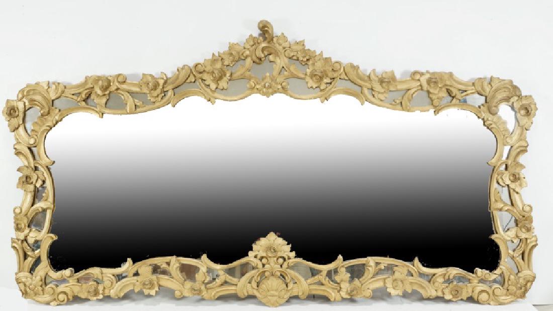 VINTAGE CARVED & GILDED OVERMANTEL MIRROR (1 of 7)