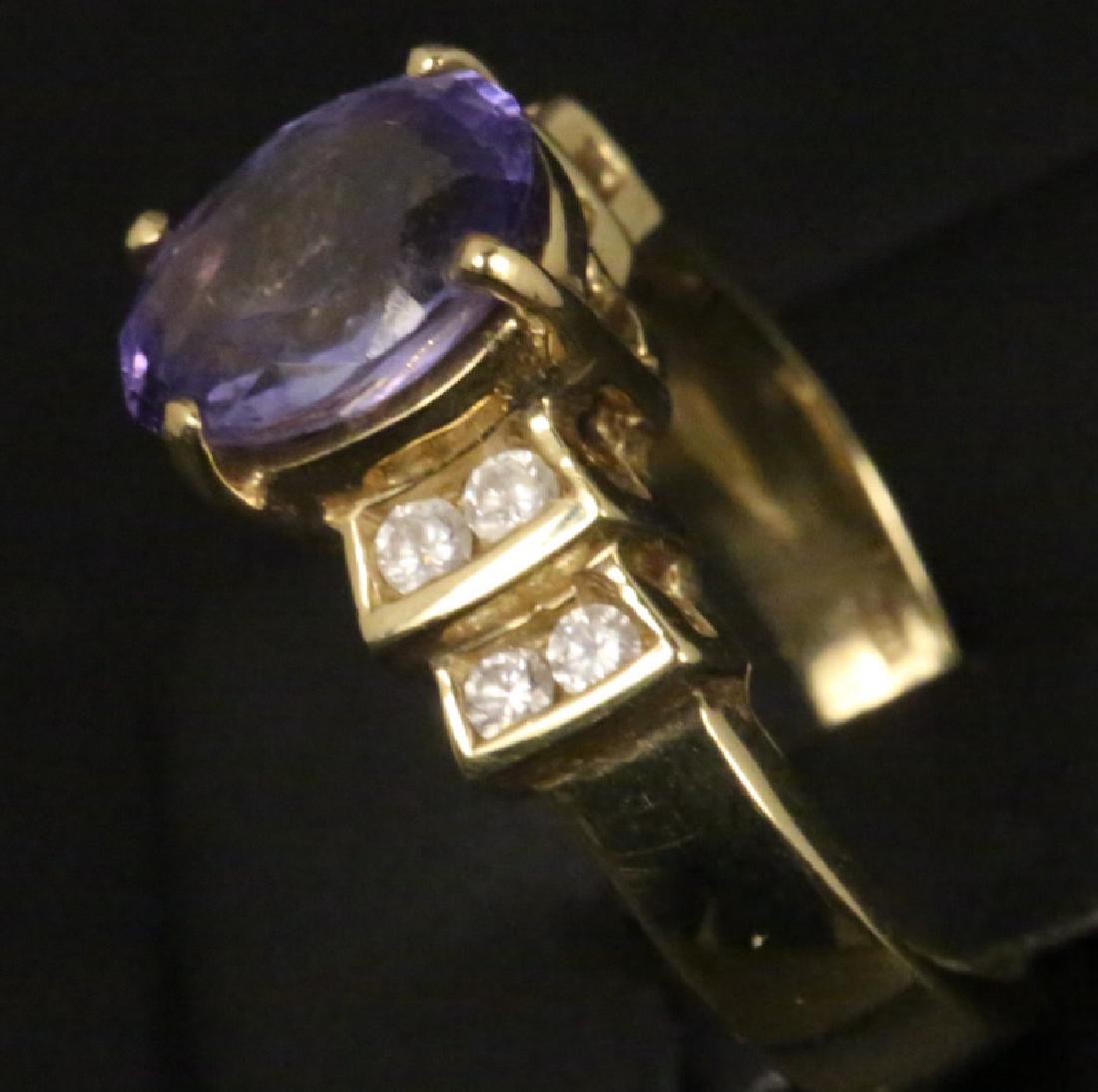 14KT YELLOW GOLD 3 CT TANZANITE & DIAMOND RING (1 of 2)