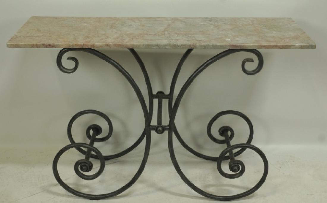 VINTAGE WROUGHT IRON & MARBLE BAKER's TABLE (1 of 3)