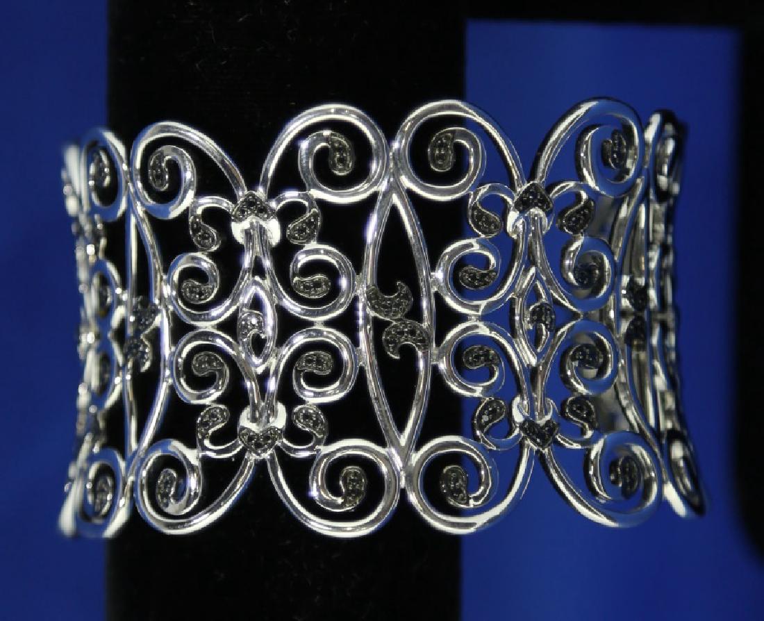STERLING SILVER& BLACK DIAMOND BANGLE BRACELET (1 of 2)