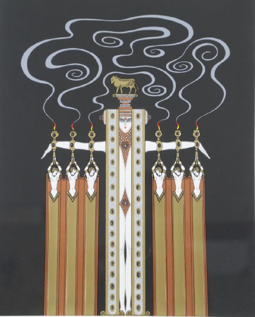 ERTE "THE GOLDEN CALF" SERIGRAPH: ERTE "THE GOLDEN CALF" SERIGRAPH. Height: 37 & 21 in. by Width: 31 & 16 1/2 in.