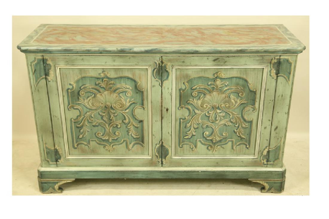 BAKER FAUX MARBLE PAINTED SIDEBOARD (1 of 2)