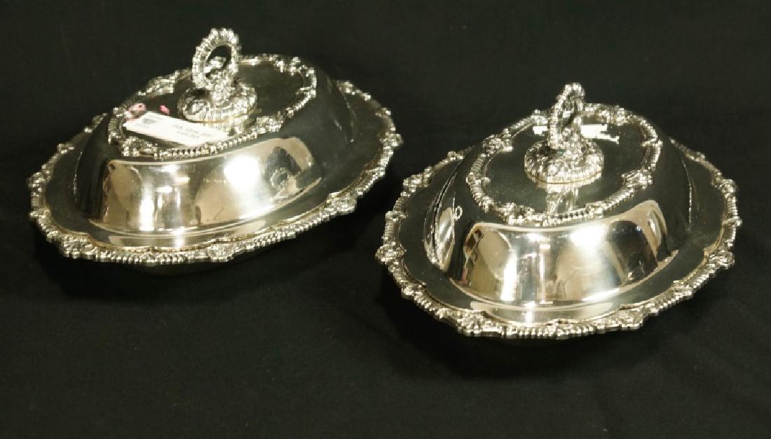 PAIR OF SILVERPLATED LIDDED SERVING DISHES (1 of 4)