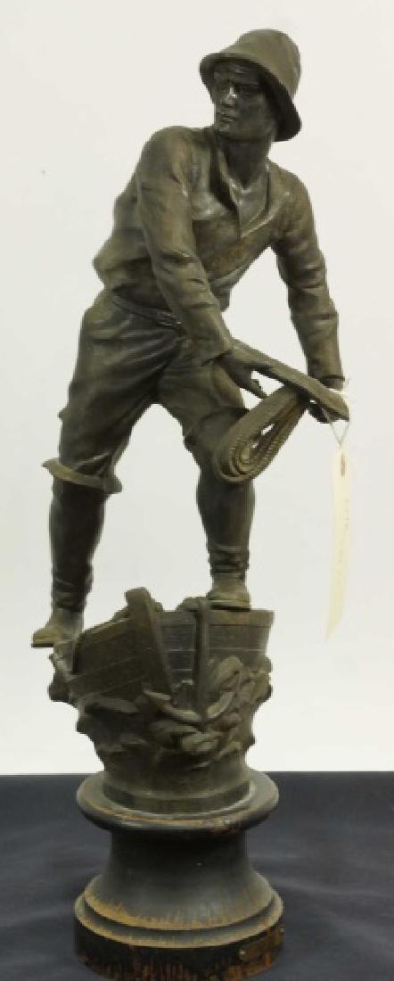 PATINATED BRONZE ON SPELTER SAILOR SCULPTURE (1 of 2)