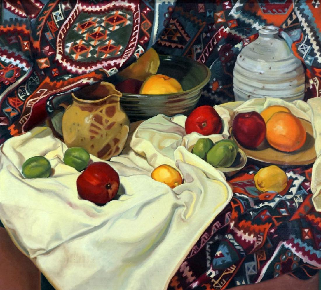 JUDY THOMPSON STILL LIFE PAINTING FRAMED ON AZTEC (1 of 2)